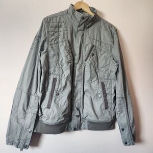 Buffalo David Bitton Men's Gray Military-style Utility Bomber Jacket Jaover Sz L